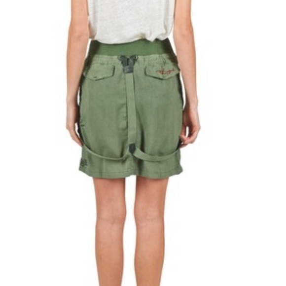 Desigual Felobe skirt army hunter green suspenders embroidered 36 4 6 8 medium L - Picture 4 of 7